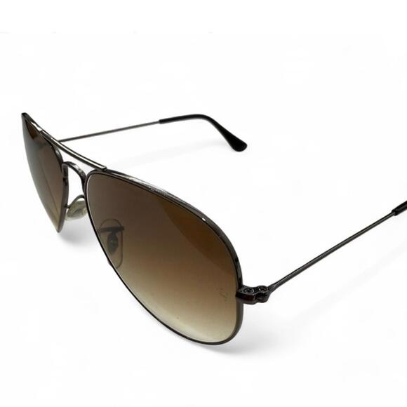 Ray-Ban Aviator Y2K Retro Sunglasses Gradient Brown Lenses Gunmetal Frame $207 main image 7